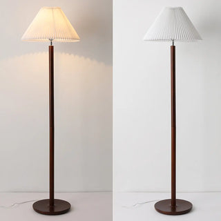Scandinavian White Pleated Shade Wooden Floor Lamp Zawala Image - 7