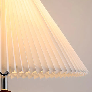 Scandinavian White Pleated Shade Wooden Floor Lamp Zawala Image - 9