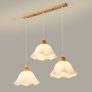ZOWALA - Scandinavian Flower Wood Dining Room White Pendant Light Image - 10