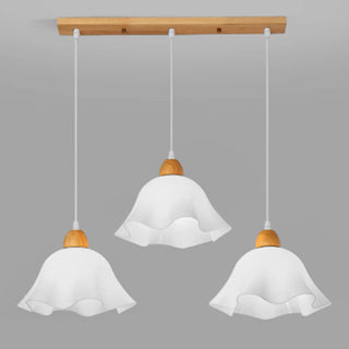 ZOWALA - Scandinavian Flower Wood Dining Room White Pendant Light Image - 11