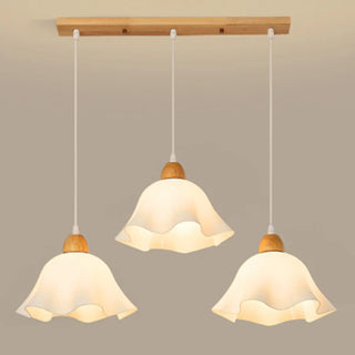ZOWALA - Scandinavian Flower Wood Dining Room White Pendant Light Image - 12