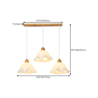 ZOWALA - Scandinavian Flower Wood Dining Room White Pendant Light Image - 19