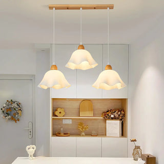 ZOWALA - Scandinavian Flower Wood Dining Room White Pendant Light Image - 2