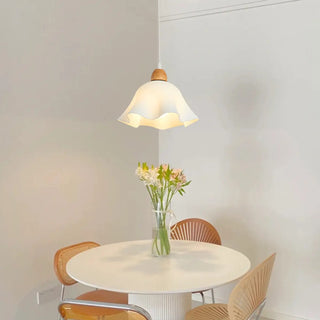 ZOWALA - Scandinavian Flower Wood Dining Room White Pendant Light Image - 4