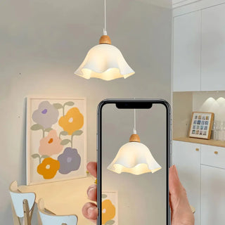 ZOWALA - Scandinavian Flower Wood Dining Room White Pendant Light Image - 5