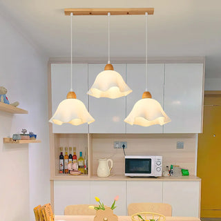 ZOWALA - Scandinavian Flower Wood Dining Room White Pendant Light Image - 6