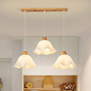 ZOWALA - Scandinavian Flower Wood Dining Room White Pendant Light Image - 7