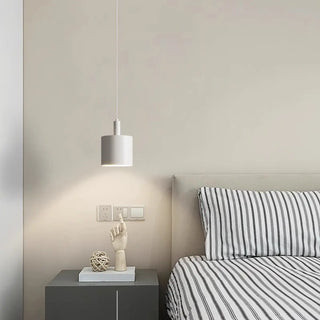 ZOWALA - Scandinavian Cylinder Iron Bedroom White Pendant Light Image - 3