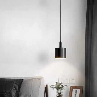ZOWALA - Scandinavian Cylinder Iron Bedroom White Pendant Light Image - 4