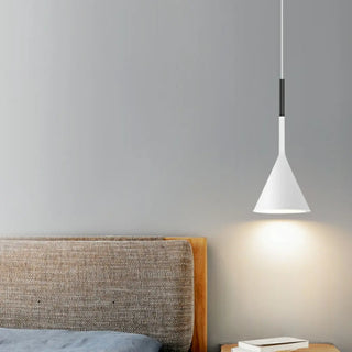 ZOWALA - Scandinavian Cone Iron Bedroom White Pendant Light Image - 4