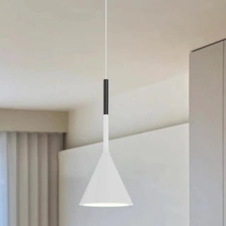 ZOWALA - Scandinavian Cone Iron Bedroom White Pendant Light Image - 5