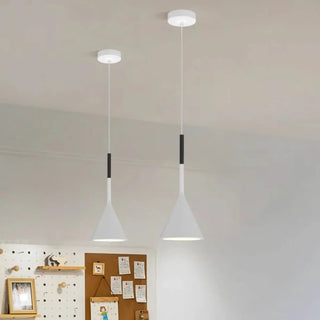 ZOWALA - Scandinavian Cone Iron Bedroom White Pendant Light Image - 6