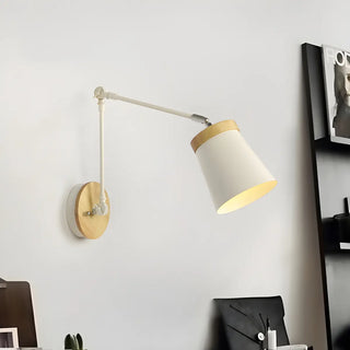 ZOWALA - Scandinavian Swing Arm Iron Reading White Wall Sconce Image - 1