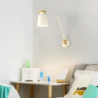 ZOWALA - Scandinavian Swing Arm Iron Reading White Wall Sconce Image - 19