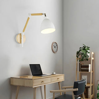 ZOWALA - Scandinavian Swing Arm Iron Reading White Wall Sconce Image - 2