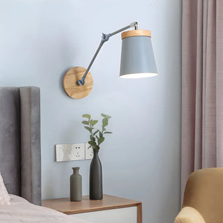 ZOWALA - Scandinavian Swing Arm Iron Reading White Wall Sconce Image - 7