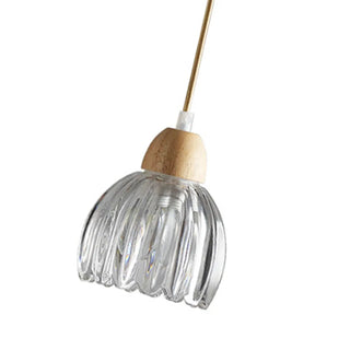 ZOWALA - Scandinavian Flower Glass Table Wood Pendant Light Image - 10