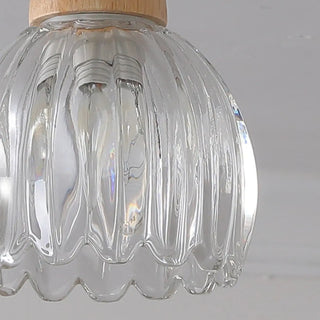 ZOWALA - Scandinavian Flower Glass Table Wood Pendant Light Image - 12