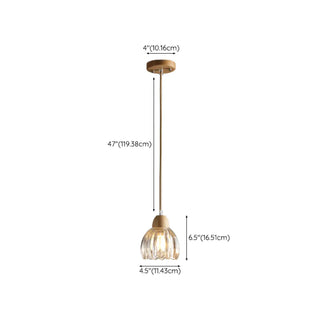 ZOWALA - Scandinavian Flower Glass Table Wood Pendant Light #size