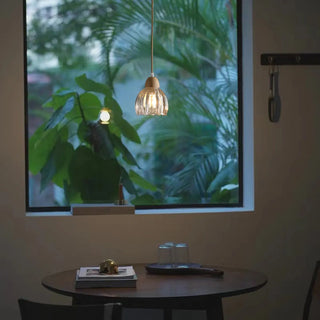 ZOWALA - Scandinavian Flower Glass Table Wood Pendant Light Image - 4