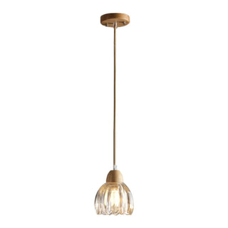 ZOWALA - Scandinavian Flower Glass Table Wood Pendant Light Image - 5