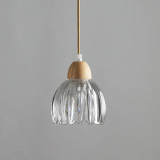ZOWALA - Scandinavian Flower Glass Table Wood Pendant Light Image - 8