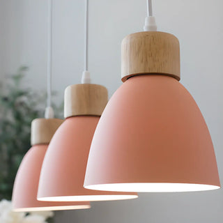 ZOWALA - Scandinavian Cone Wood Bedroom Yellow Pendant Light Image - 10