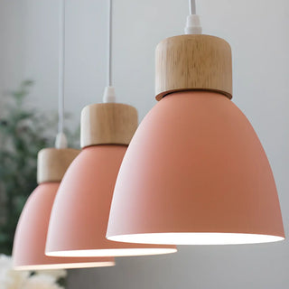 ZOWALA - Scandinavian Cone Wood Bedroom Yellow Pendant Light Image - 11