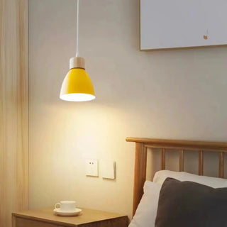 ZOWALA - Scandinavian Cone Wood Bedroom Yellow Pendant Light Image - 3