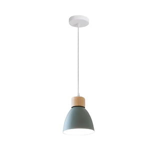 ZOWALA - Scandinavian Cone Wood Bedroom Yellow Pendant Light Image - 7