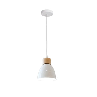 ZOWALA - Scandinavian Cone Wood Bedroom Yellow Pendant Light Image - 8