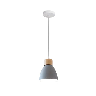 ZOWALA - Scandinavian Cone Wood Bedroom Yellow Pendant Light Image - 9