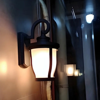Traditional Scrolled Arm Black Metal External Wall Lamp Zawala Image - 1