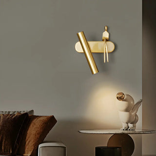 Creative Brass Sculptural Cylinder Reading Wall Lamp Zawala Image - 10
