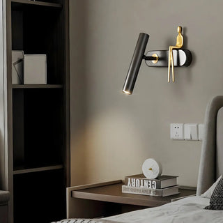 Creative Brass Sculptural Cylinder Reading Wall Lamp Zawala Image - 16