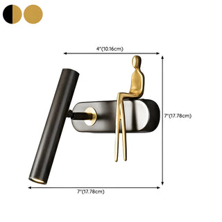 Creative Brass Sculptural Cylinder Reading Wall Lamp Zawala #size