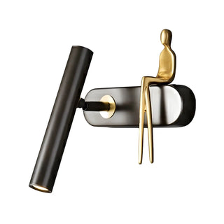 Creative Brass Sculptural Cylinder Reading Wall Lamp Zawala Image - 5