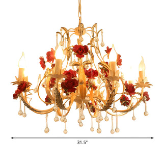 ZOWALA - Shabby Chic Rose White Candle Chandelier Image - 7