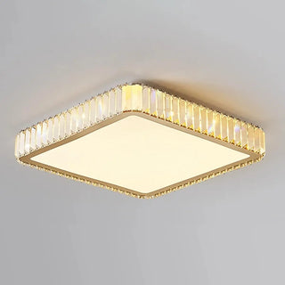 Bedroom Gold Square Crystal Flush Mount Ceiling Light Zawala Image - 10