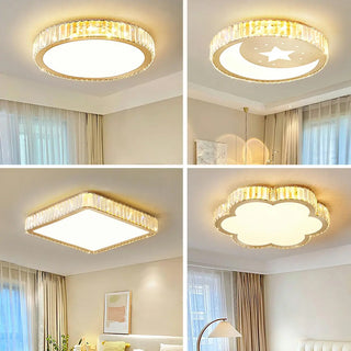 Bedroom Gold Square Crystal Flush Mount Ceiling Light Zawala Image - 2