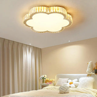 Bedroom Gold Square Crystal Flush Mount Ceiling Light Zawala Image - 4