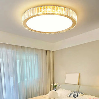 Bedroom Gold Square Crystal Flush Mount Ceiling Light Zawala Image - 5