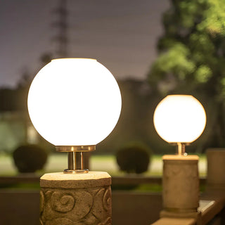 Minimalist White Globe Outdoor Post Light 2 Light Zawala Image - 1
