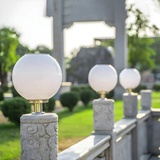 Minimalist White Globe Outdoor Post Light 2 Light Zawala Image - 13