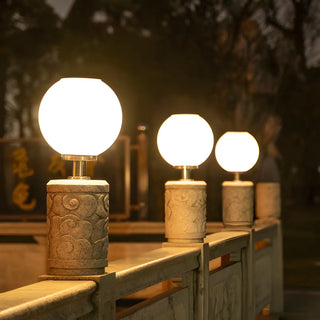 Minimalist White Globe Outdoor Post Light 2 Light Zawala Image - 14