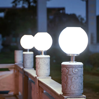 Minimalist White Globe Outdoor Post Light 2 Light Zawala Image - 3