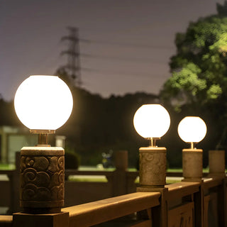 Minimalist White Globe Outdoor Post Light 2 Light Zawala Image - 4