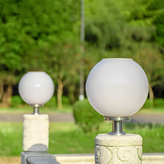 Minimalist White Globe Outdoor Post Light 2 Light Zawala Image - 5
