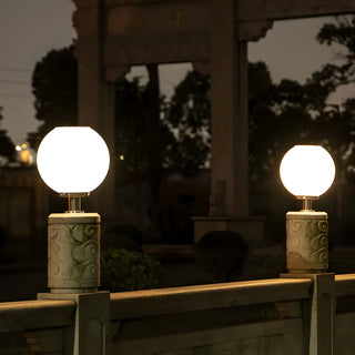 Minimalist White Globe Outdoor Post Light 2 Light Zawala Image - 6