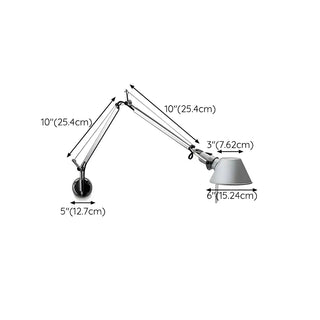 ZOWALA - Contemporary Swing Arm Adjustable Aluminum Silver Wall Light #size